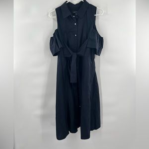 Ivanka Trump blue button down shirt dress cold shoulder 8